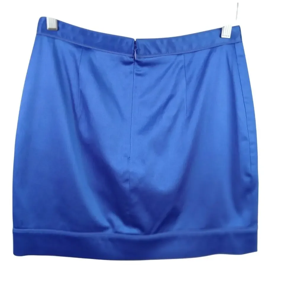 Club Monaco SZ 6 Royal Blue Satin Mini Skirt Pockets Lined Style 00300812